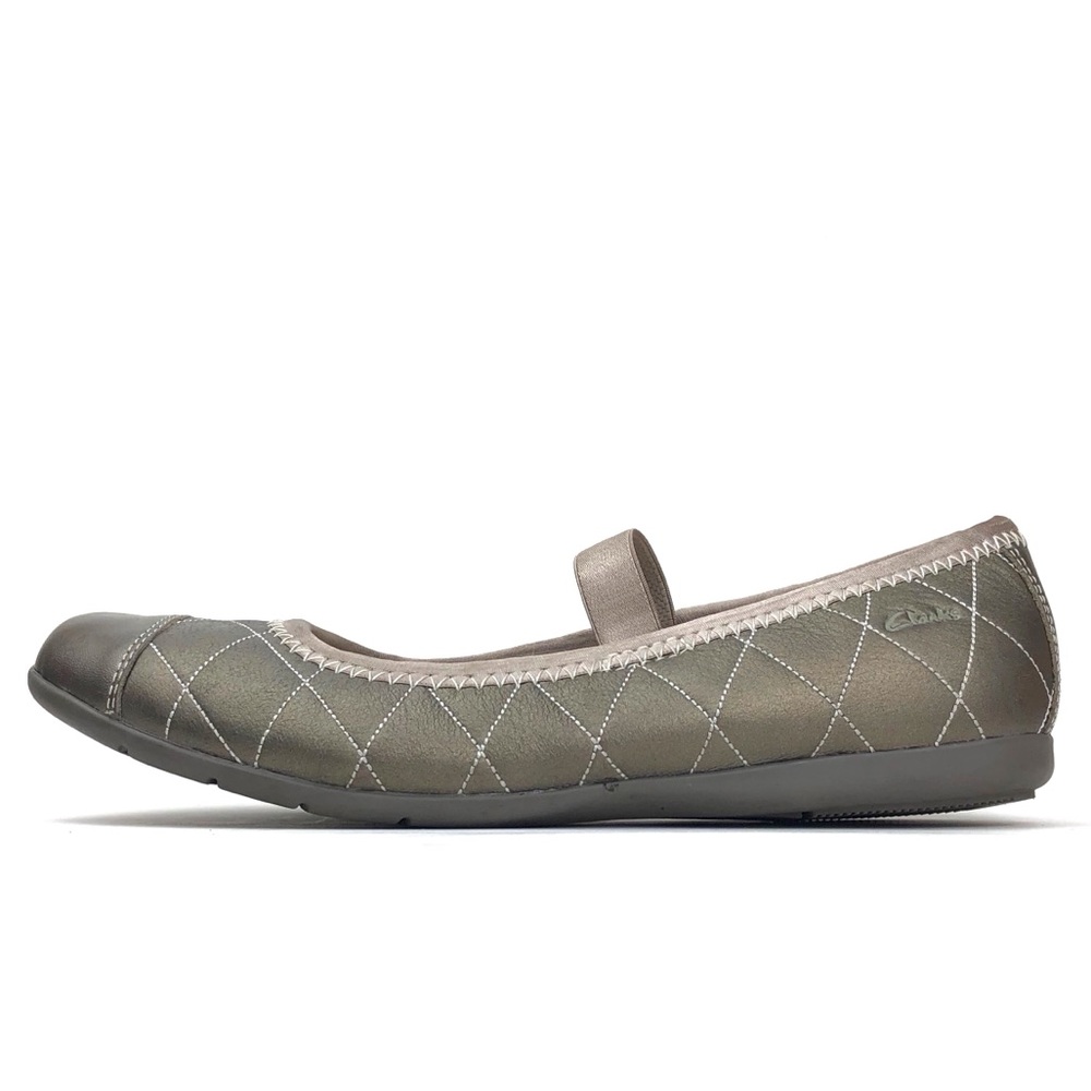 Clarks Quilted Metallic Leather Ballet Flats